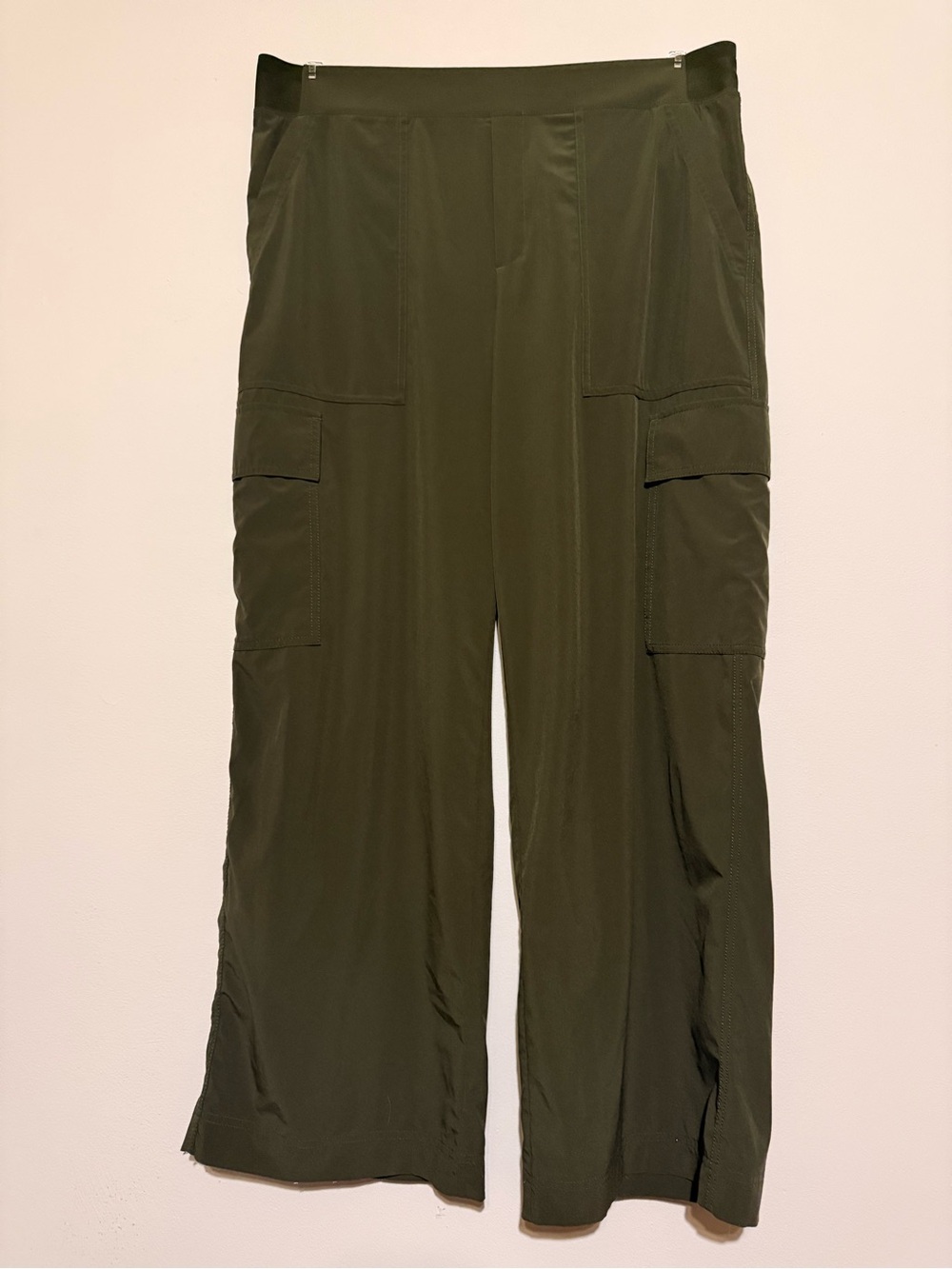 Athleta Olive Green Wide-Leg Cargo Jumpsuit Pants